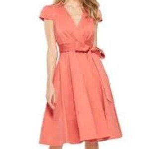 Gal Meets Glam Addison Wrap Elegant Coral Wrap Dress